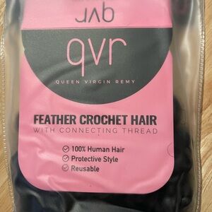 Feather Crochet Hair - Black - Queen Virgin Remy 20”